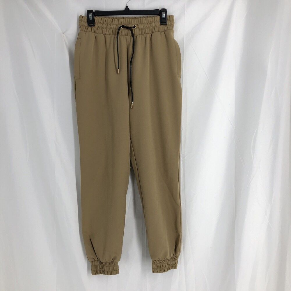 Zara Women's High Waist Jogger Pants Ankle in Beige Size Medium